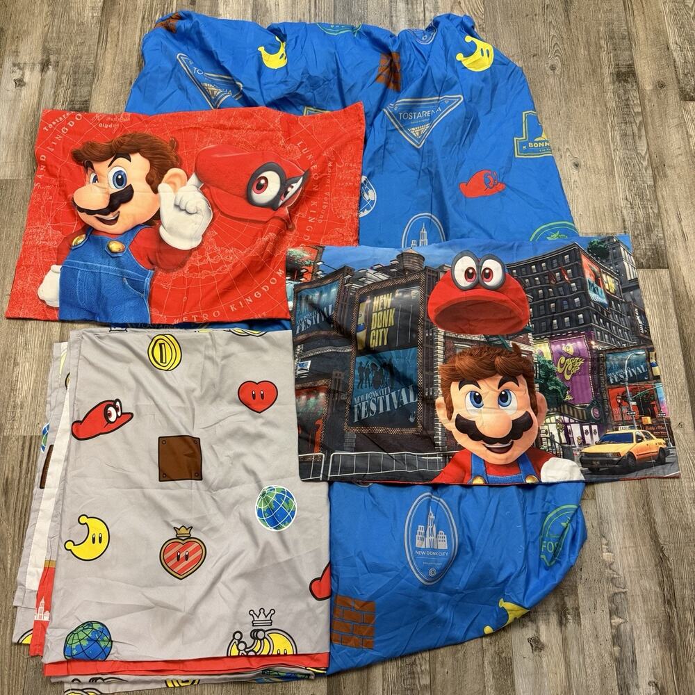 Super Mario Odyssey 4 Piece Full Sheet Set Pillowcases Fitted & Flat Sheet